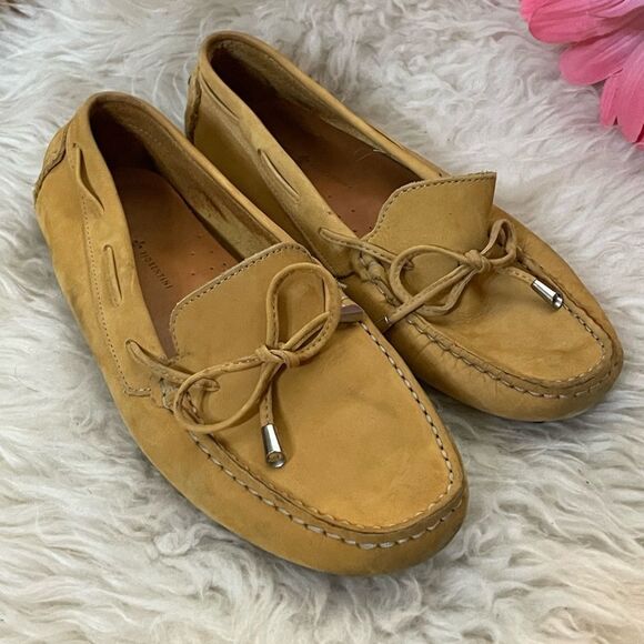 Mercanti Fiorentini Gold Suede Leather Driver Loafers Flats Size 8 M - Picture 1 of 8